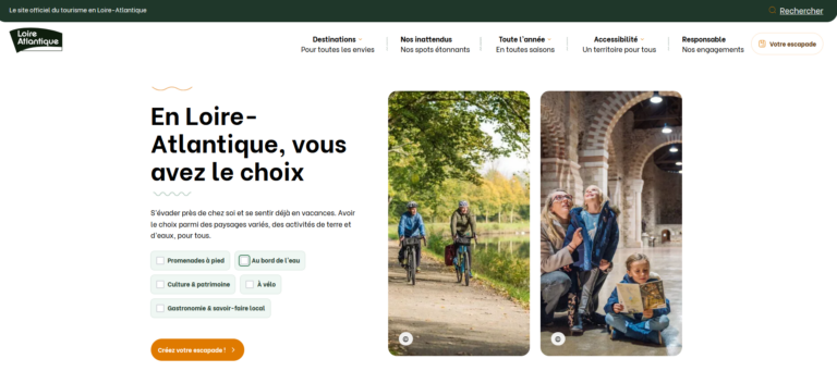 Capture d'écran du site de l'office de tourisme de Loire-Atlantique